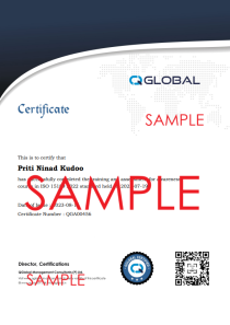 Sample certificate Sample certificate